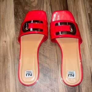 NINETY UNION Vibrant Red Slide Sandals